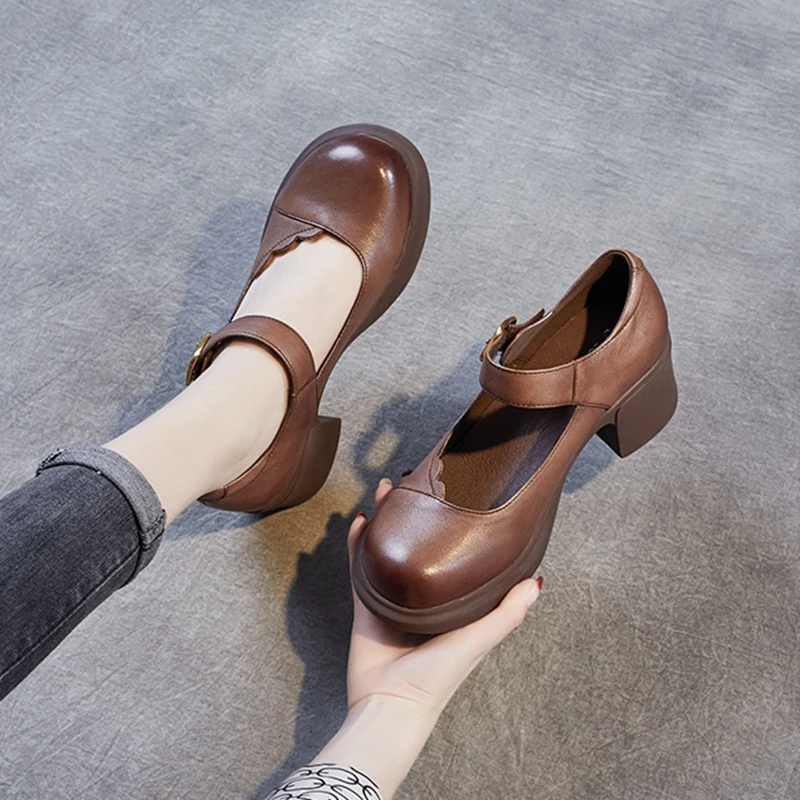 

Женские туфли из воловьей кожи, с закрытым носком, на высоком каблуке