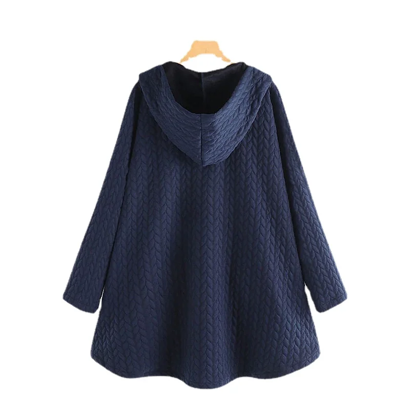 Women'S Winter Padded Coat 2023 With Pocket Button Solid Hooded Cotton Irregular Jacket Mid-Length Large Size Outdoor Outfit