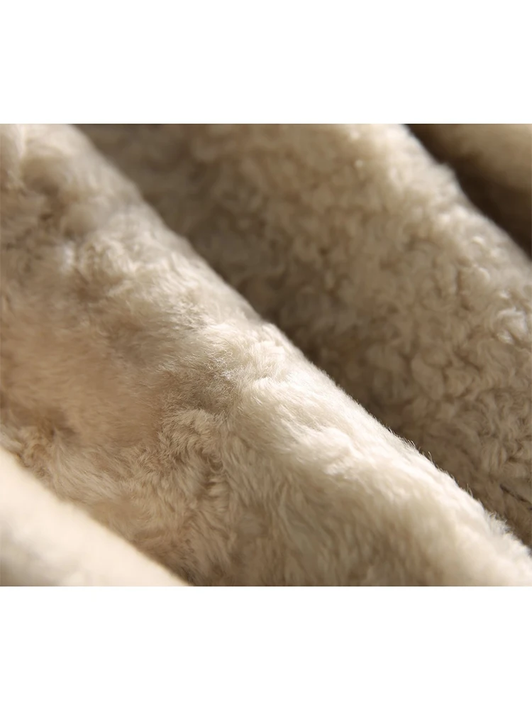 Lapel High-Grade Fur Integrated Fleece-Lined Thickened Lamb Wool Coat Women's Winter Casual Top