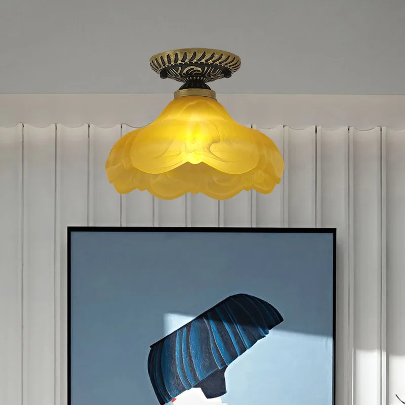 

Стеклянная потолочная лампа для гостиной в скандинавском стиле, художественное железное украшение для лестницы, коридора, спальни, железная декоративная потолочная лампа