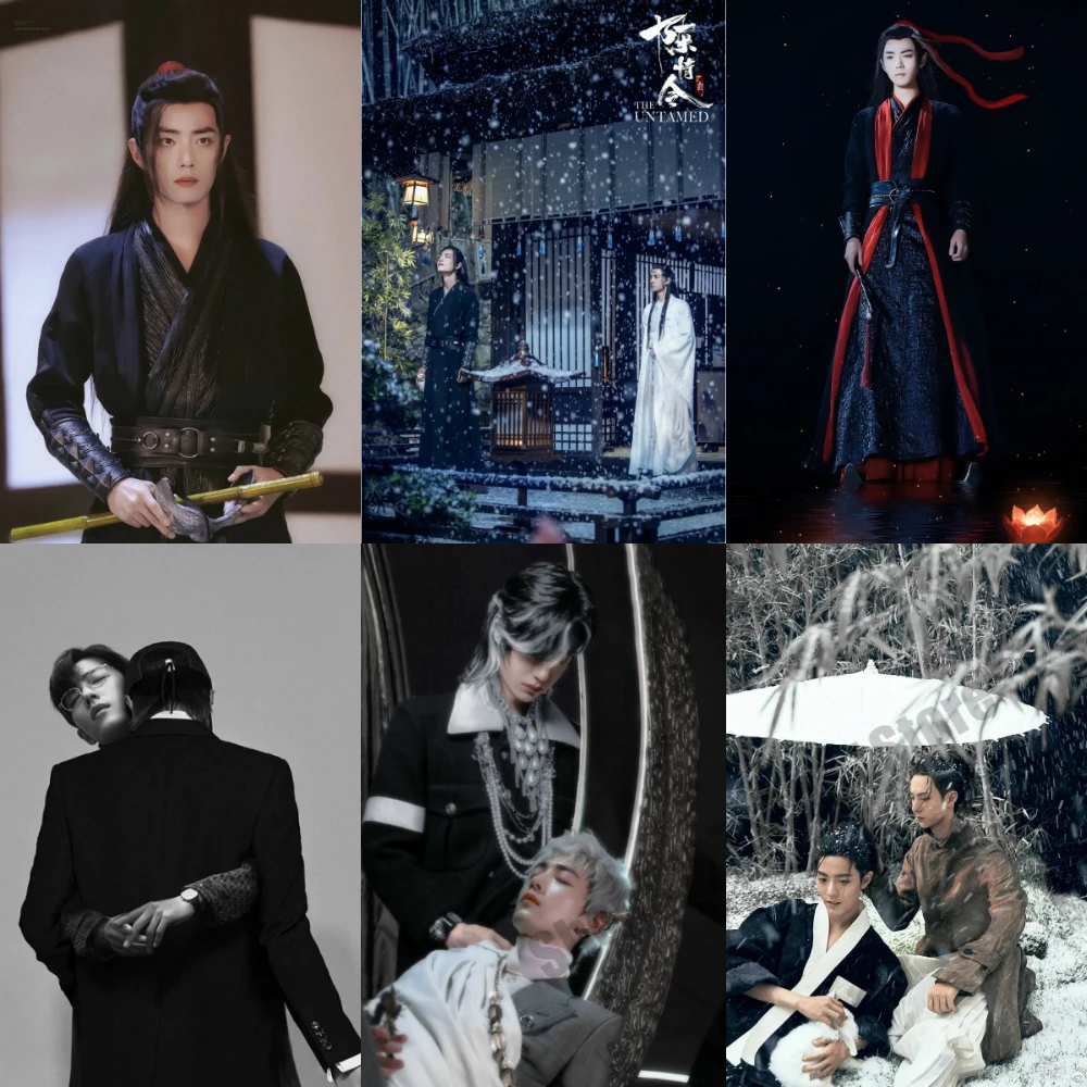 

18 стилей Xiao Zhan Wang Yibo Wei Wuxian и Lan Zhan Печать на холсте постер для украшения гостиной домашняя Настенная картина