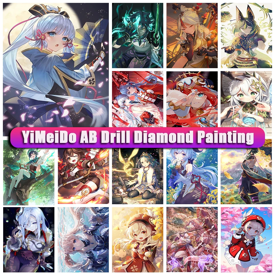 

YiMeido AB Diamond Painting Genshin Impact Picture Cross Stitch Diamond Embroidery Anime Mosaic Rhinestone Art Craft Home Decor
