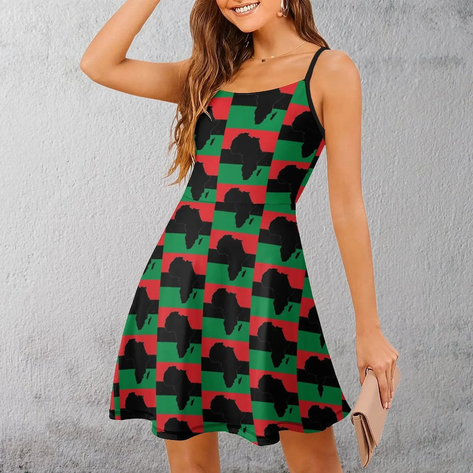 Винтажное экзотическое женское платье с символом африканского флага на