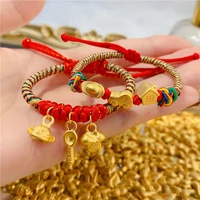1pcs pure gold bracelet for women 24k yellow gold house cat ingots clother charms string baby bracelet birthday gift