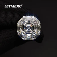 LETMEXC High-end Asscher Cut Customized Ring  D Color Full Moissanite Diamonds VVS1  14K Gold