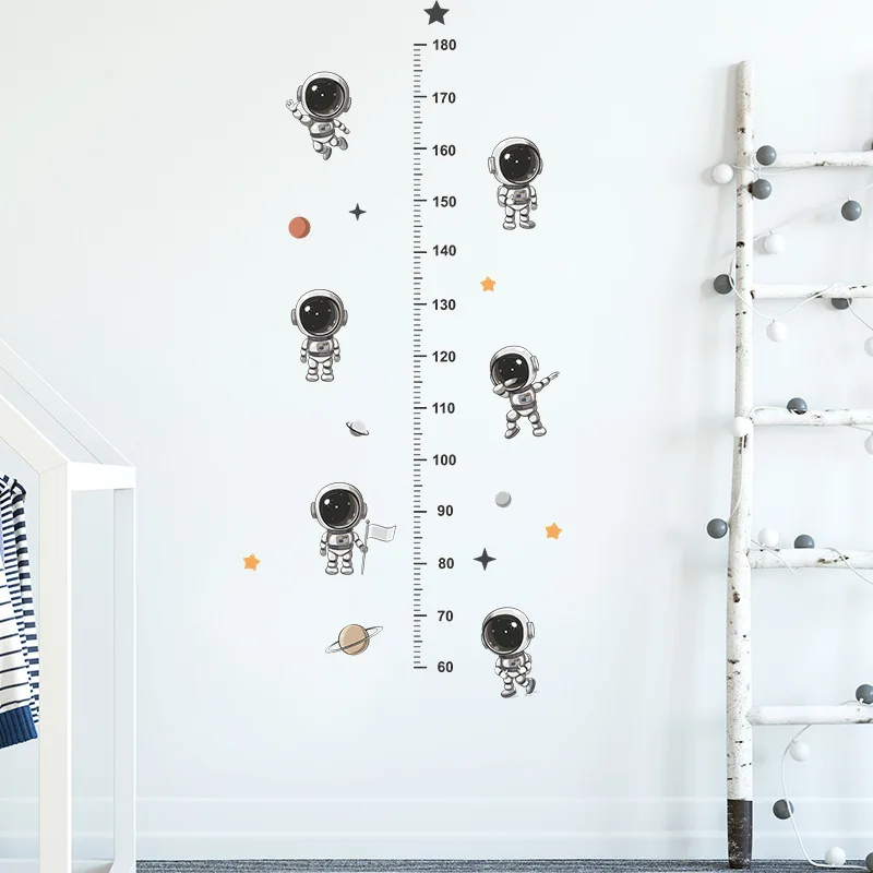 

Cartoon astronaut height stickers on children's bedroom porch DIY wall beautification decorative PVC wall stickers self-adhesive