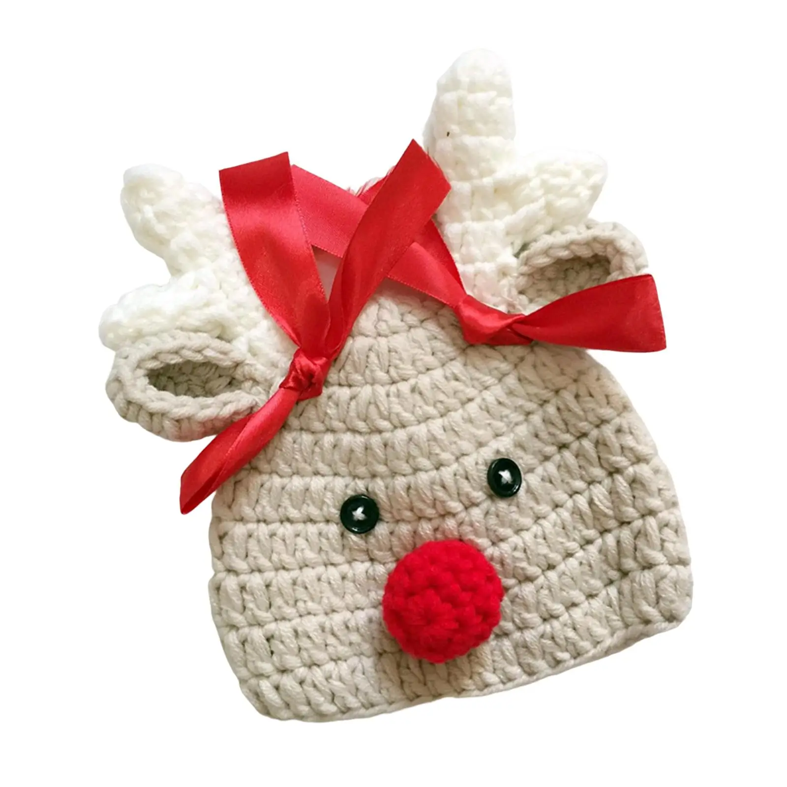 

Baby Knitted Reindeer Hat Costume Outfits Headgear Photography Prop for 3 to 6 Months Girls Boys Toddler Christmas Halloween