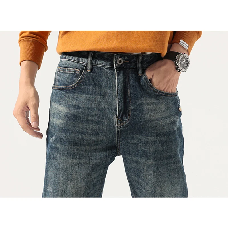 Streetwear Men 2022 New Pattern Vintage Recreational Blue Jeans Loose Broad Straight Cylinder Haren Pants Autumn Female Trend