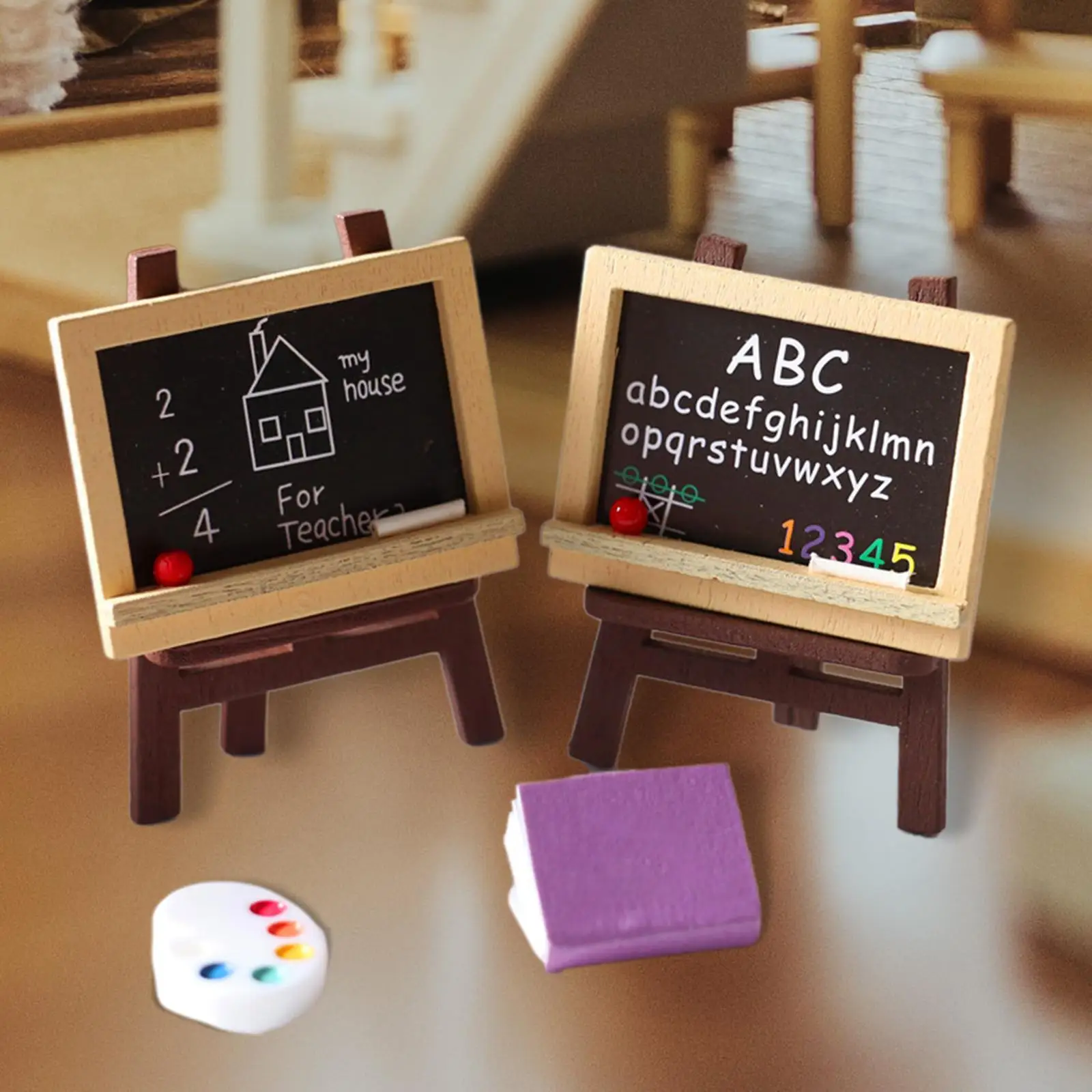 

1/12 Miniature Easel Dollhouse Furniture Wedding Name Cards Display Wood Mini Easel Tabletop Phone Holder Accessory Decoration