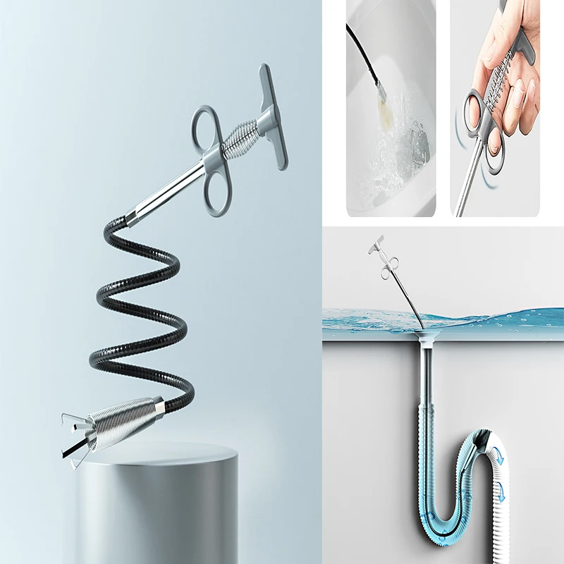 

Sewer Pipe Unblocker Snake Spring Pipe Dredging Tool Kitchen Bathroom Sewer Cleaning Tool Kitchen Accessories60/90/160cm