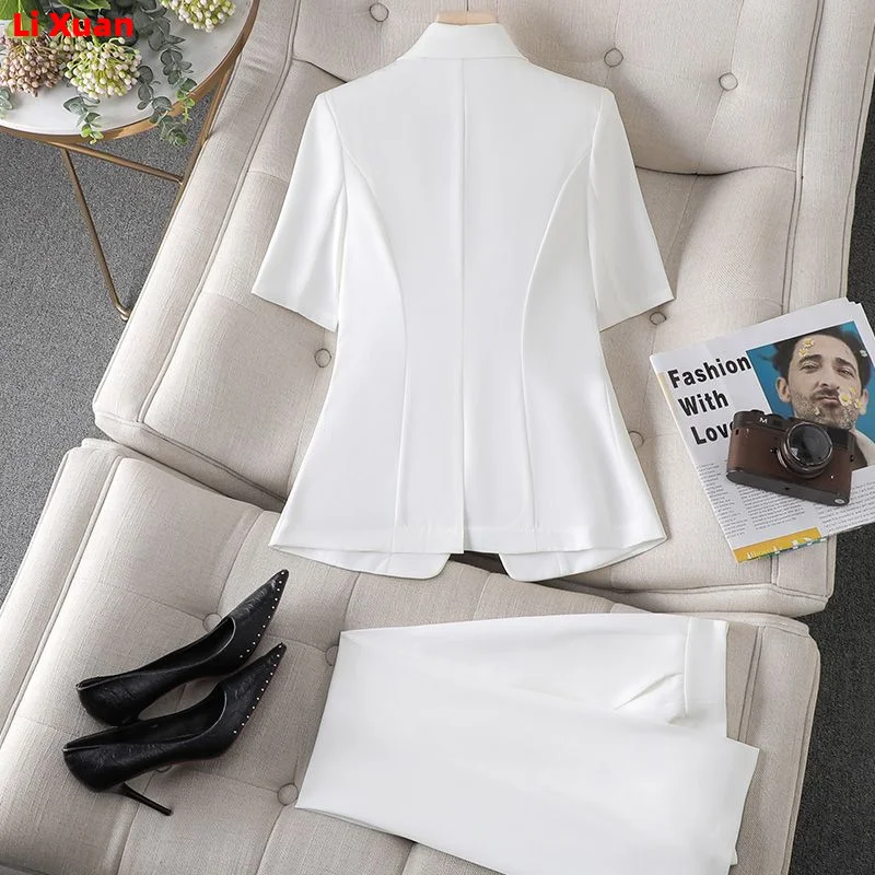 New Elegant Women Formal Suits For 2023 Summer High Quality Fashion Slim Casual Blazer And Pants Office Ladies Work Wear