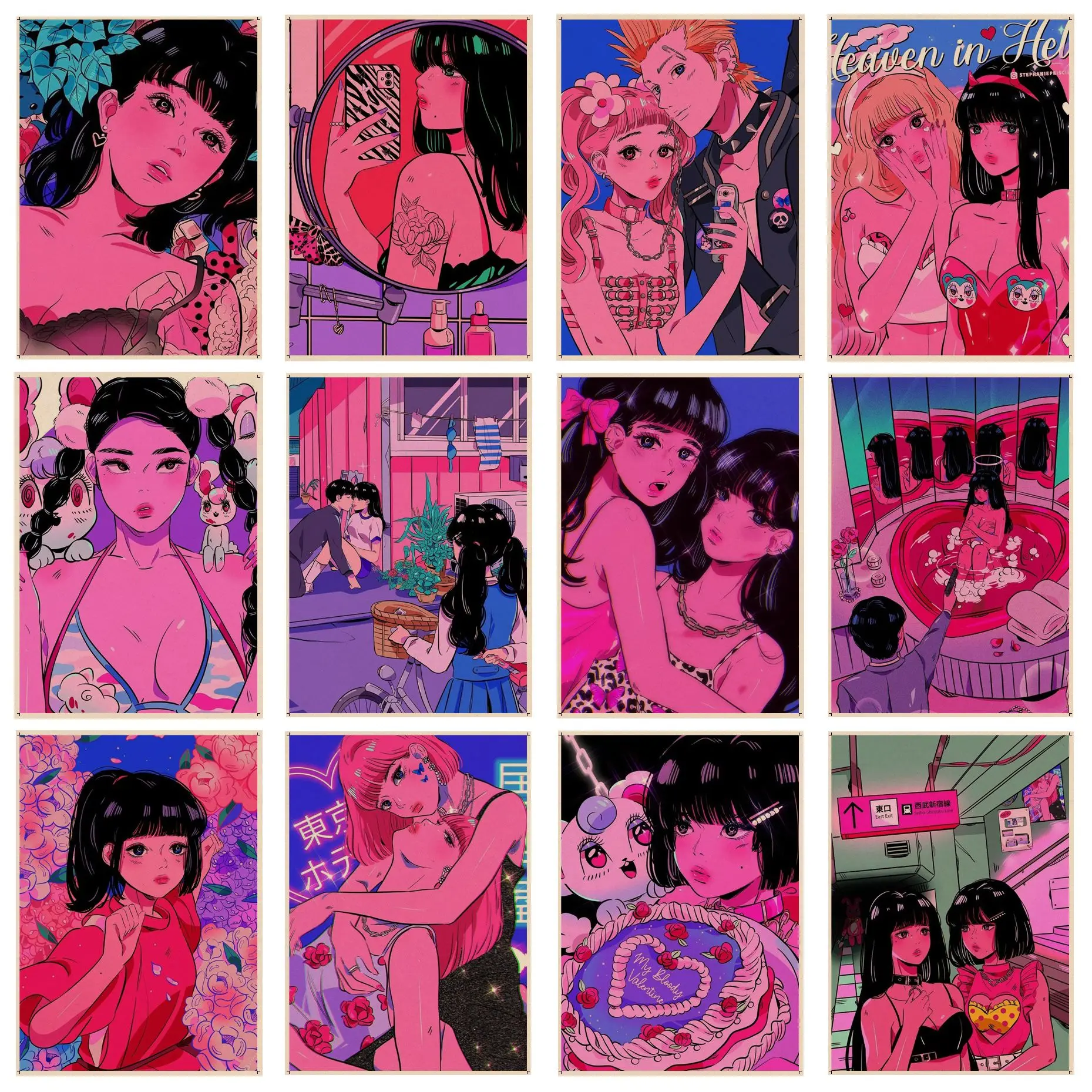 

Cartoon Sweet Girl Classic Movie Posters Kraft Paper Vintage Poster Wall Art Painting Study Home decor