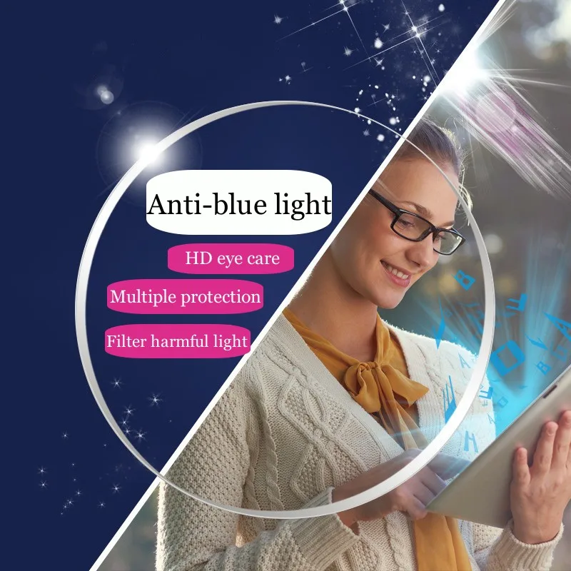 

1.56 Aspherical Anti-Blue Lenses Customized Myopia and Hyperopia Astigmatism Discoloration Lens Prescription Eyewear Wholesale