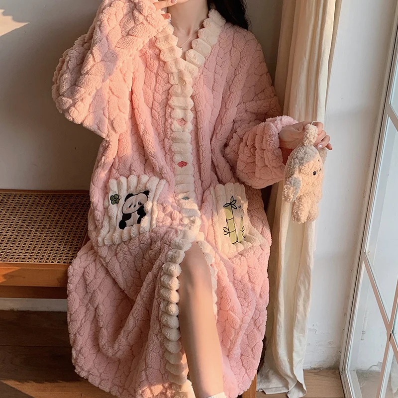 Зимняя теплая Пижама кимоно однотонный халат для душа женское однобортное