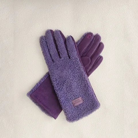 Замшевые женские зимние перчатки с имитацией плюшевых волос, сохраняющие тепло, перчатки с сенсорным экраном, модные индивидуальные бархатные утолщенные мягкие перчатки