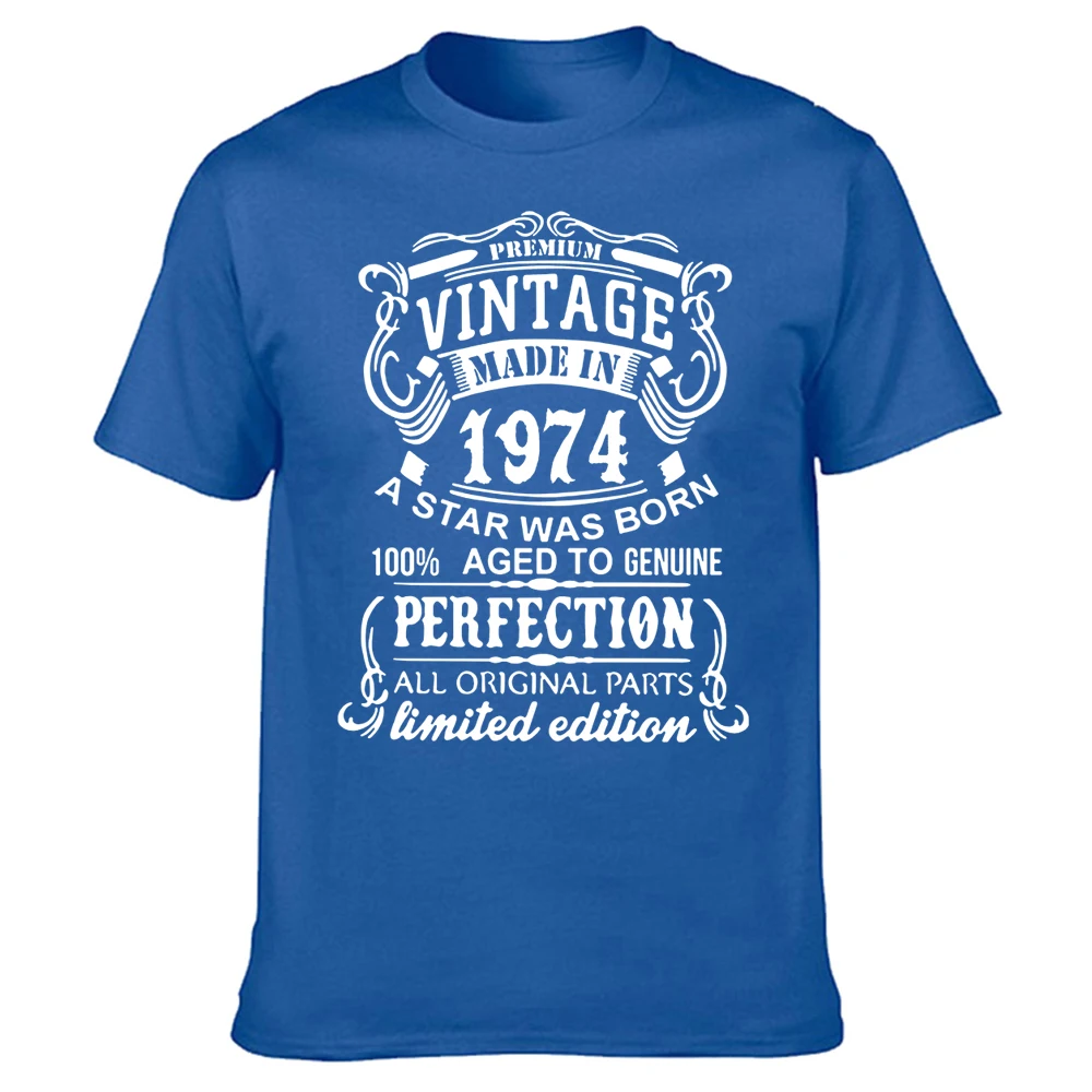 

Funny Vintage 1974 Aged to Perfection T Shirts Graphic Cotton Streetwear Short Sleeve Original Parts Retro Birthday Gift T-shirt
