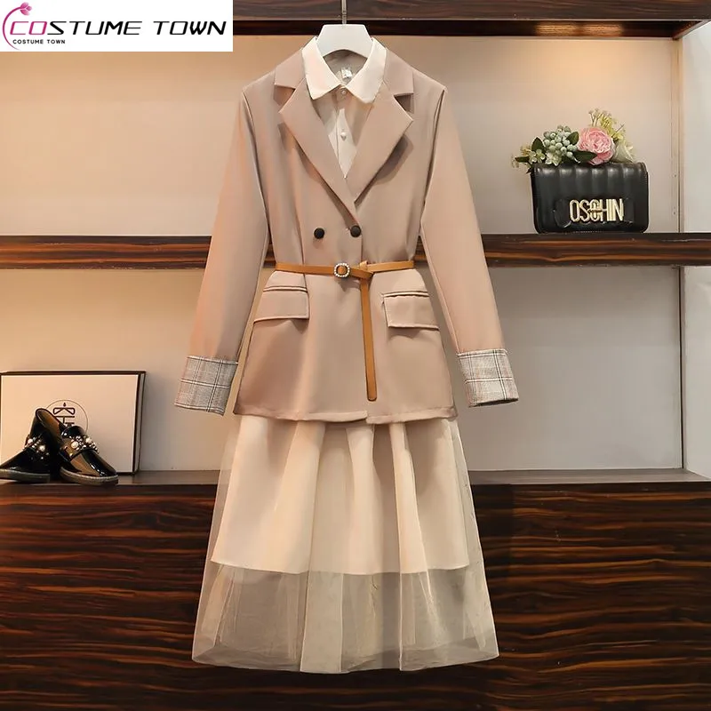 

Women's Suit 2023 Spring and Autumn New Korean Version Waistband Slim Dress Fashion Temperament Suit Two-piece Set