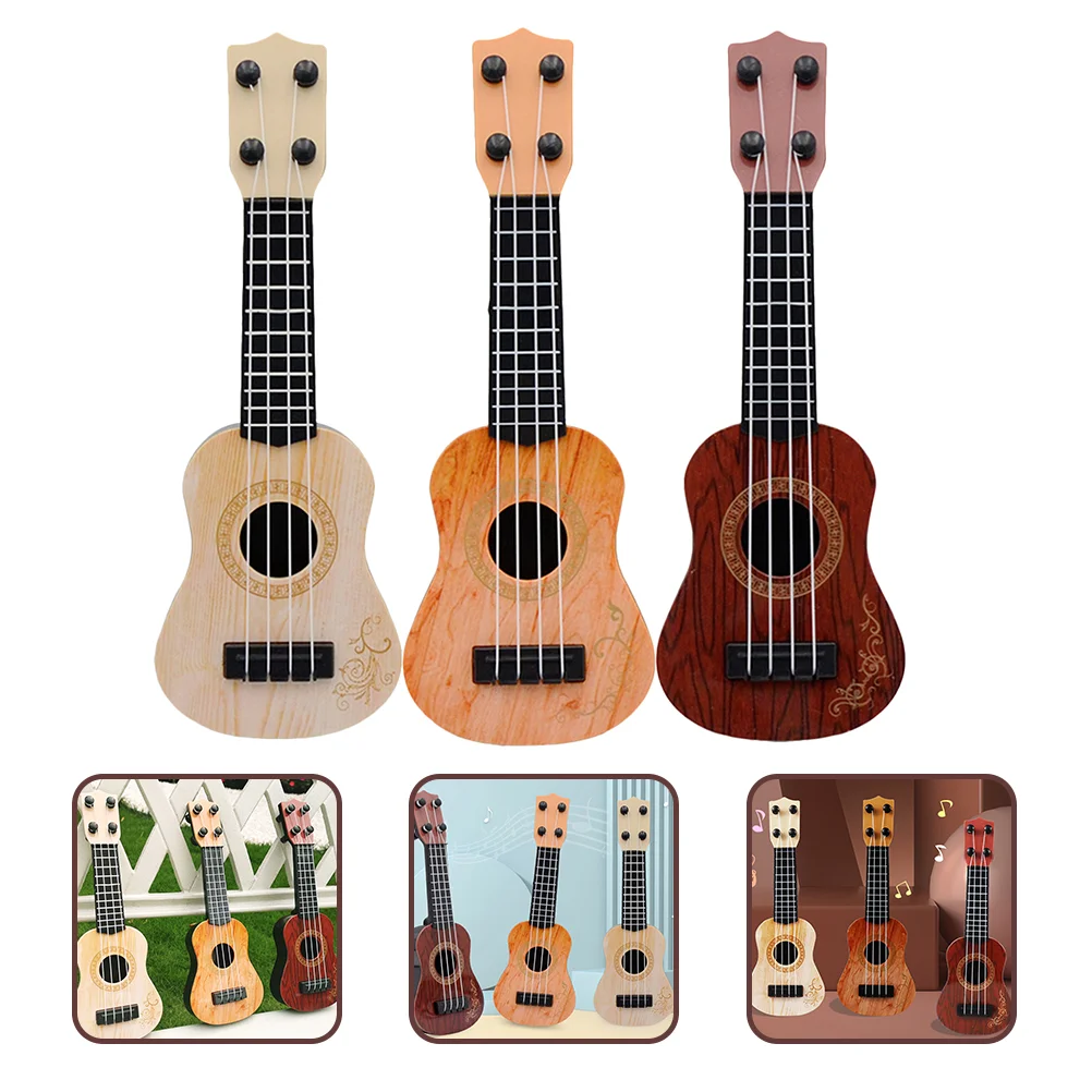 

3 Pcs Mini Ukulele Musical Enlightenment Toy Instruments Toys Educational Toddler Plastic Guitar Birthday Gift Kids