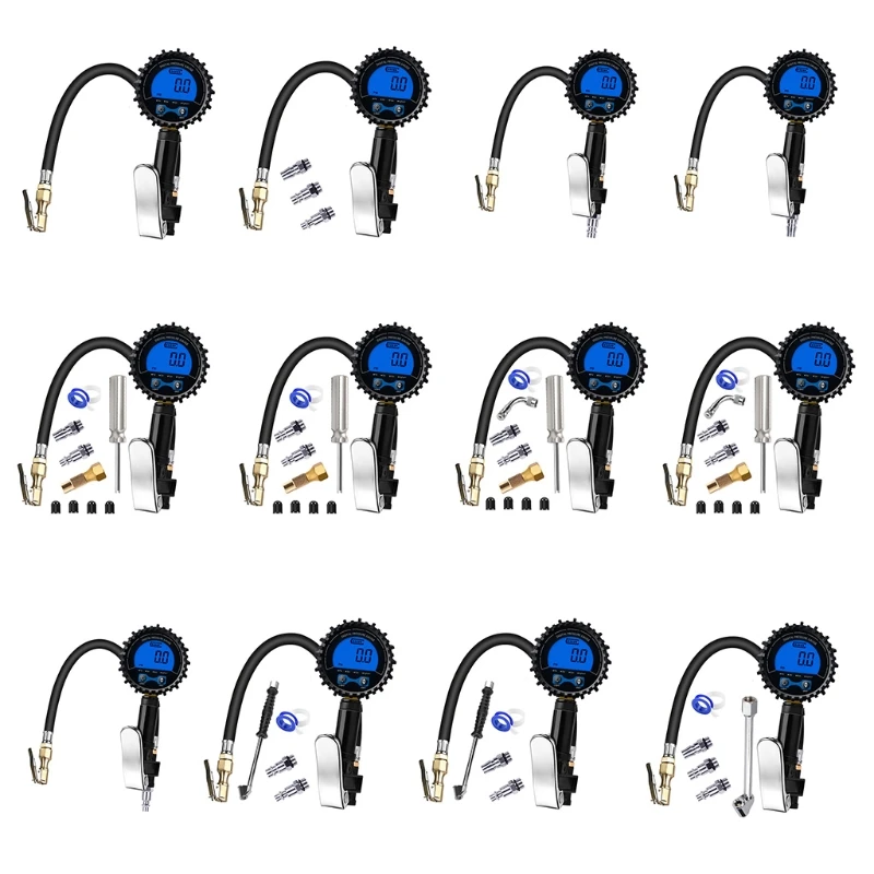 

Upgrade Digital Tire Pressure Gauge Air Chuck and Compressor Accessories LCD Display Heavy Duty LED Spotlight 200PSI