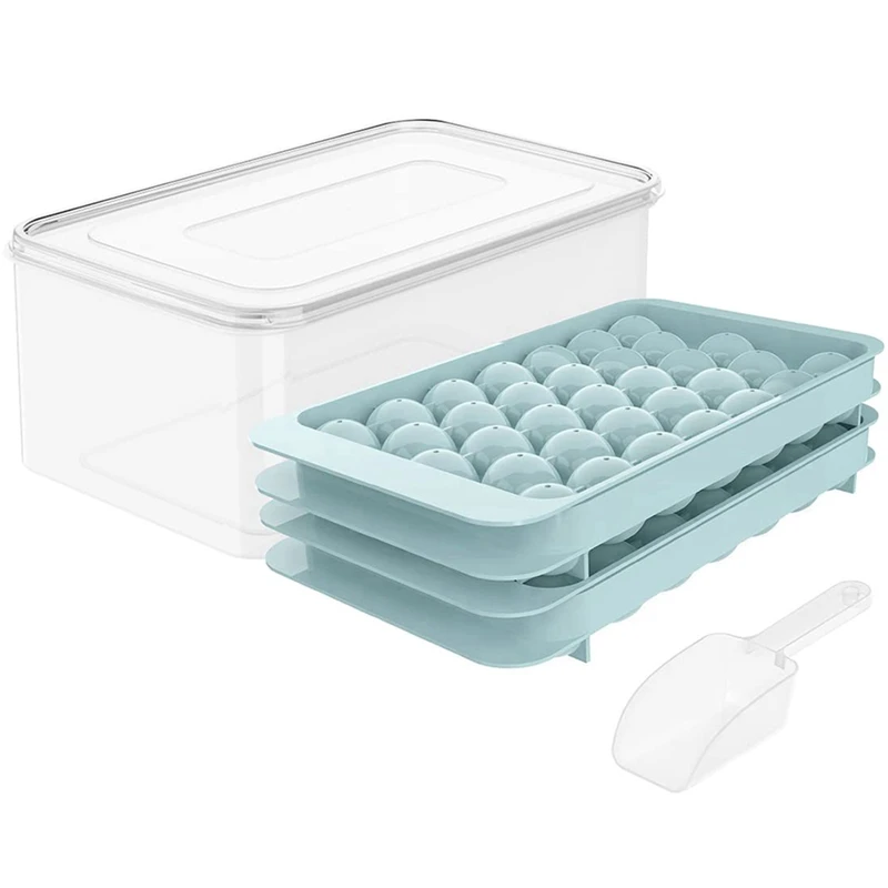 

SEWS-132 Pcs Ice-Cube Tray/4 Packs Ice Trays For Freezer With Bin/Ice-Cube Trays For Freezer With Lid/Round Ice-Cube Mold