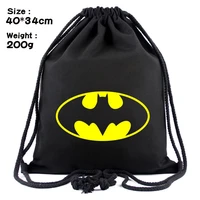 dc anime figure batman superman wonder woman canvas drawstring backpack student bag birthday gifts