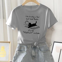 summer t shirt women casual fashion graphic tees ladies short sleeve cat book letter print female funny daily o neck tee tops