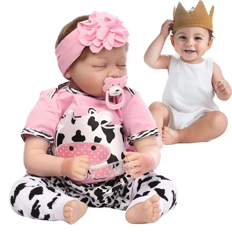Simulation Baby Doll Realistic Girl Weighted Reborn Baby Eyes Closed Simulation Skin Texture Newborn Girl Toddlers With Movable