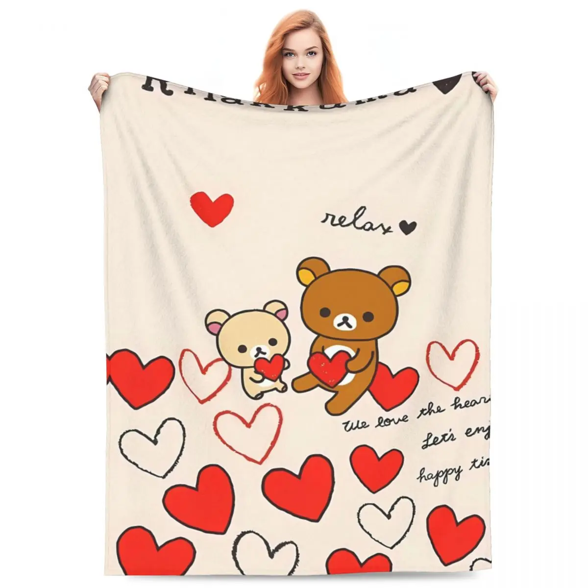 Одеяло Rilakkumas Easy Bear теплое мягкое уличное трендовое плюшевое одеяло для стула