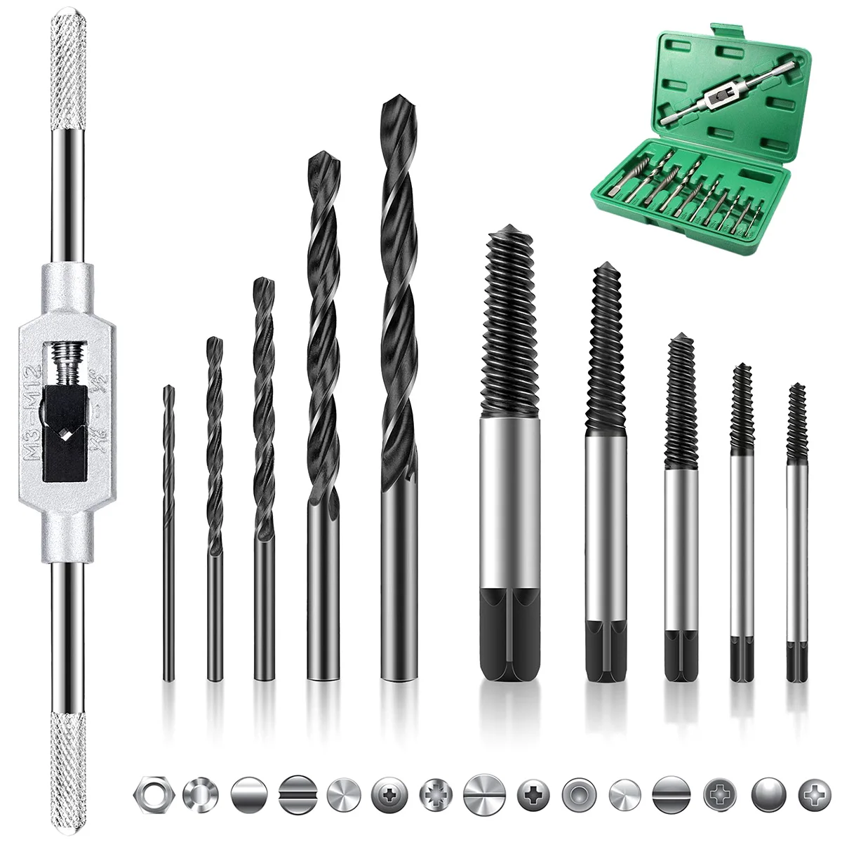 

5Pcs Screw Extractor Center Drill Bits Guide Set Broken Damaged Bolt Remover Removal Speed Easy Out Set With 5Pc Twist Drill Bit