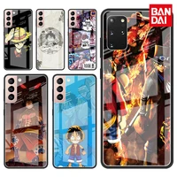 tempered glass case for samsung galaxy s22 ultra s21 plus s20 fe s10 lite s10e note 20 10 s9 s8 phone cover anime one piece capa