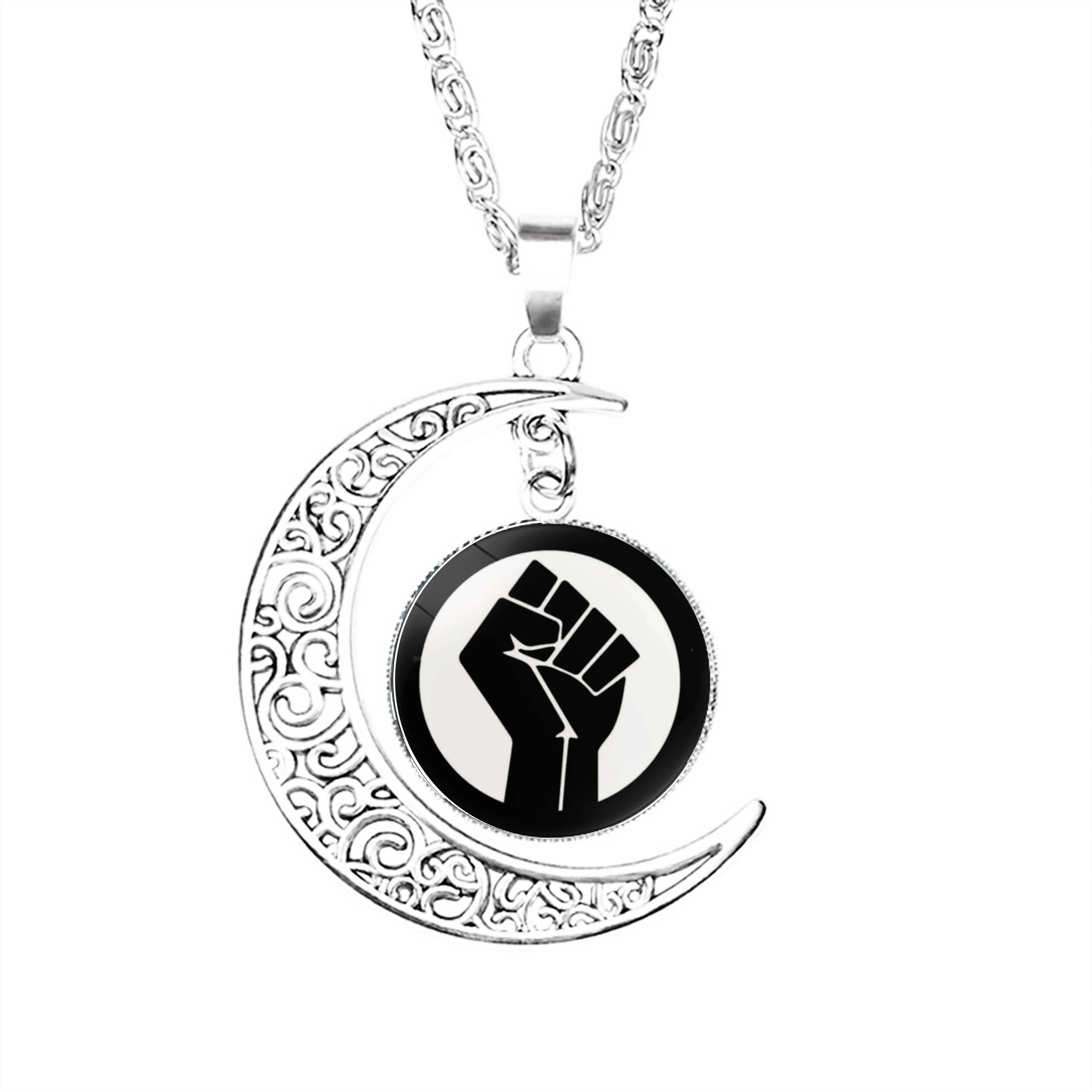 

Ожерелье с изображением черной жизни, материи, Луны, модные аксессуары для влюбленных, аксессуары для полумесяца, Женская цепочка, очароват...