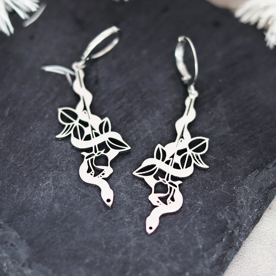 Женские серьги-кольца в виде змеи из нержавеющей стали