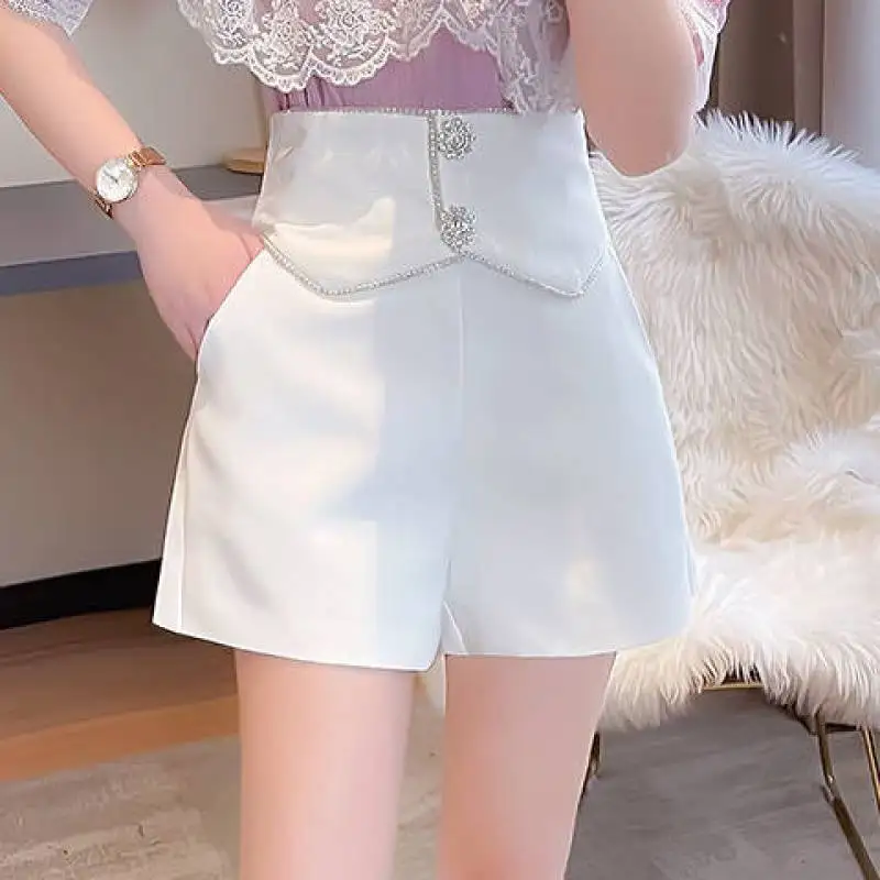 Shorts Women Summer Solid Minimalist All-match Pockets Clothing Korean Style Daily Holiday Trendy Basic Tender Leisure Design