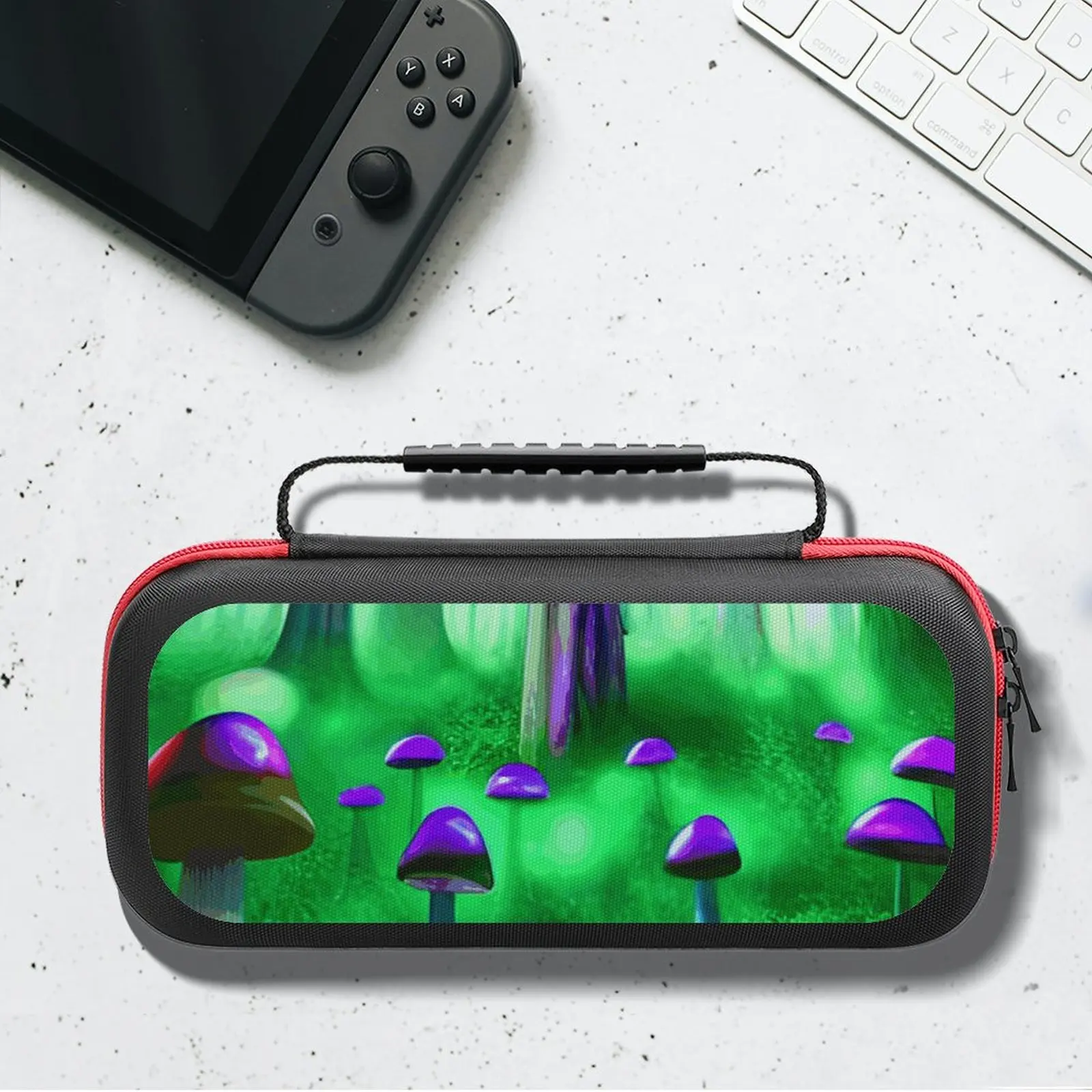 

Magic Mushroom Funny Portable Pouch For Nintendo Switch Mushrooms in The Forest Storage Bag Compact Fashion Carrying Case