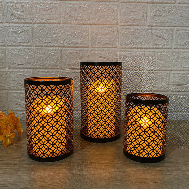 

3pcs/lot Metal Hollow Out Candle Holder Articles Candlestick Hanging Lantern Home Decor Gift wedding decoration bougeoir