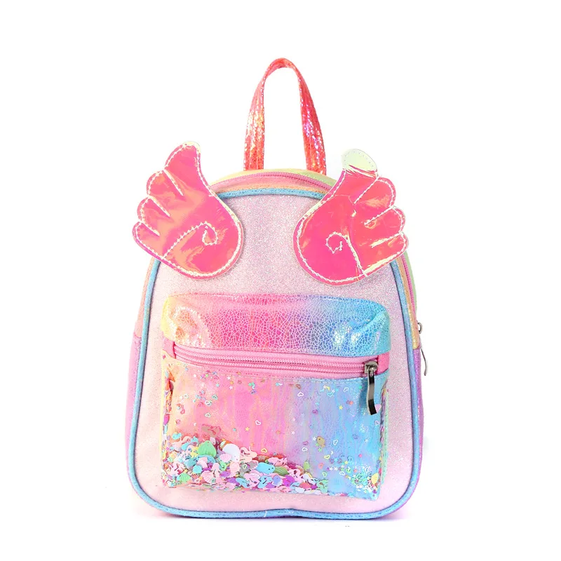 New Colorful Children Schoolbags In Kindergarten Girls Princess Rainbow Laser Backpacks Baby Cartoon Sequin Backpack Sac Licorne