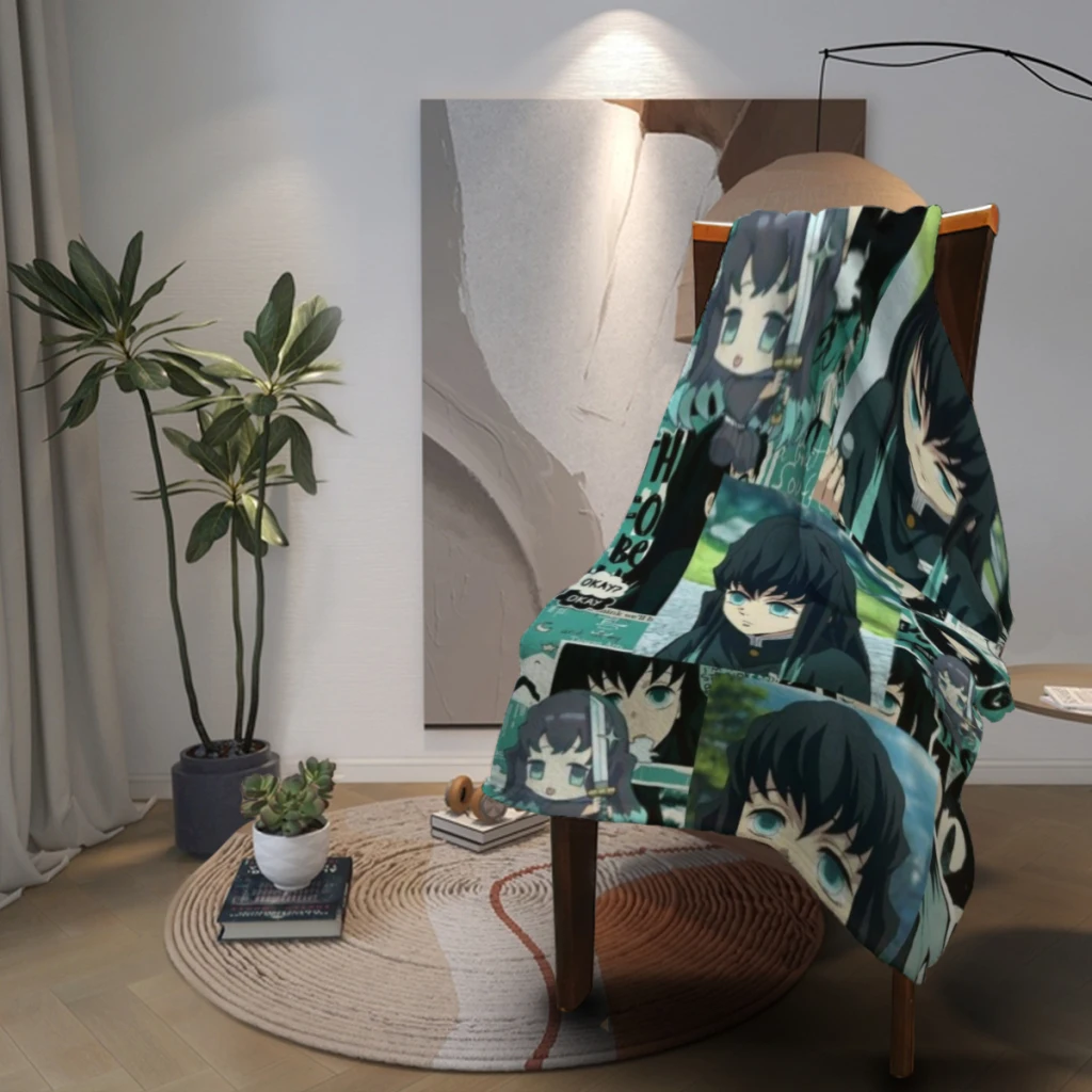 Пушистое детское одеяло Muichiro Tokito - Demon Slayer диван поход сна покрывало уютное