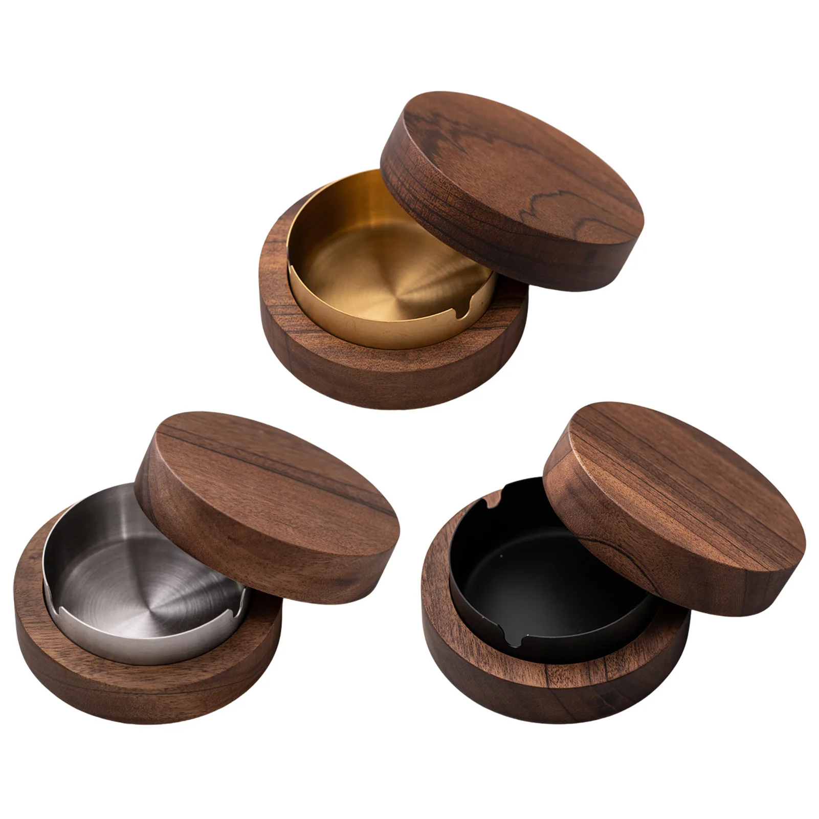 

Ashtrays Wooden Ashtray With Lid For Smokers Windproof Covered Ashtray With Stainless Steel Liner Easy To Clean Walnut Ashtrays