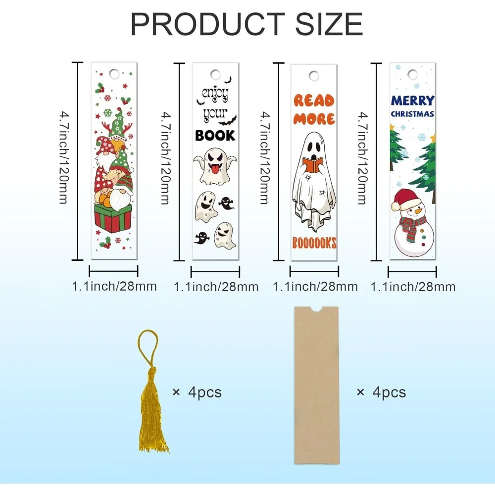 4 комплекта акриловых прессованных закладок на Хэллоуин и Рождество прозрачные