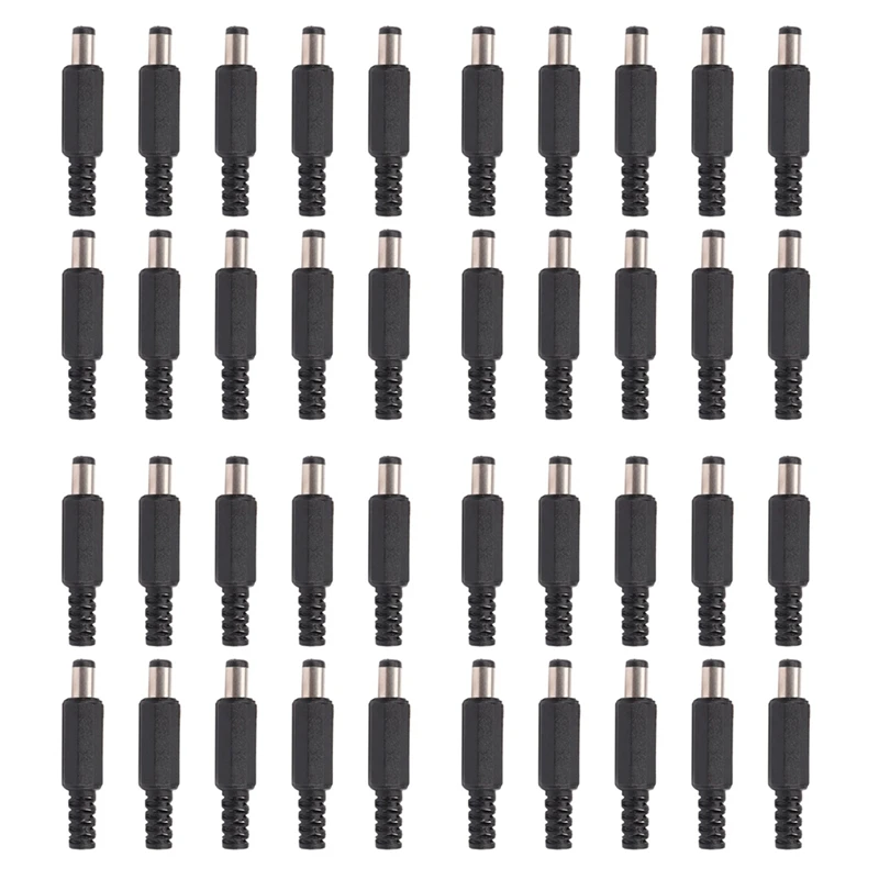 

40Pcs 5.5X2.1Mm Male Solder Dc Barrel Tip Plug Jack Straight Connectors For DC Power Supply LED Lights Switch Black
