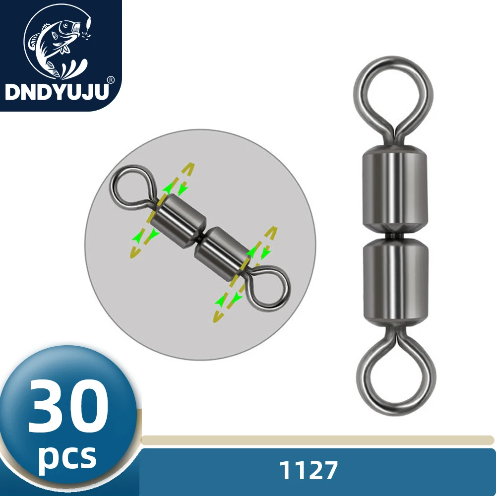 

DNDYUJU 30pcs Brass Double Ball Bearing Swivel Solid Fishing Connector High Speed Swivels Fishing Accessories Fishing Tools