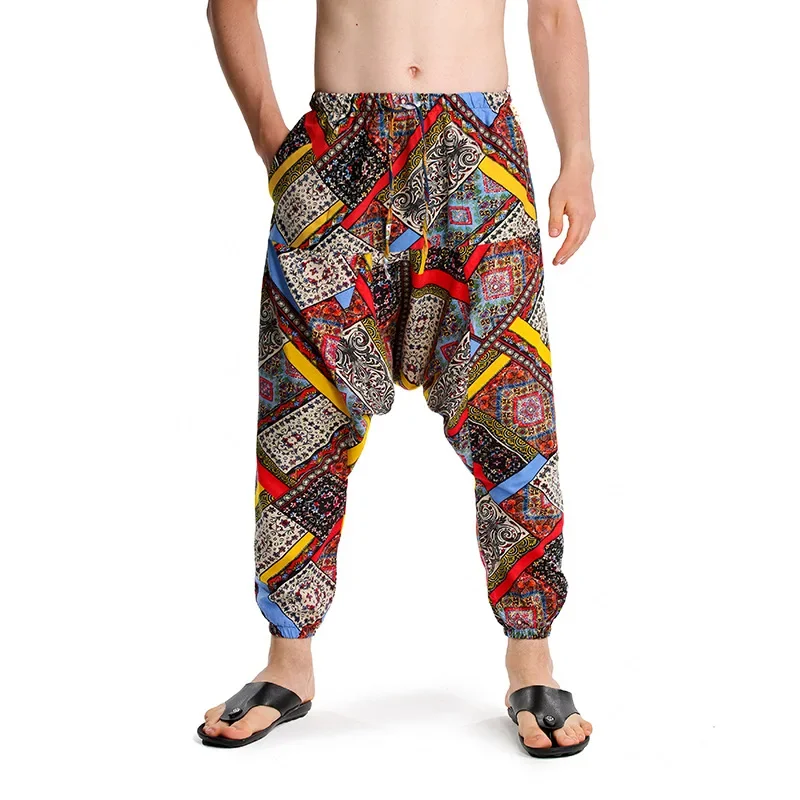 

Unisex Baggy Hippie Boho Gypsy Yoga Aladdin Harem Pants New Men African Floral Print Joggers Sweatpants Male Trousers Pantalones