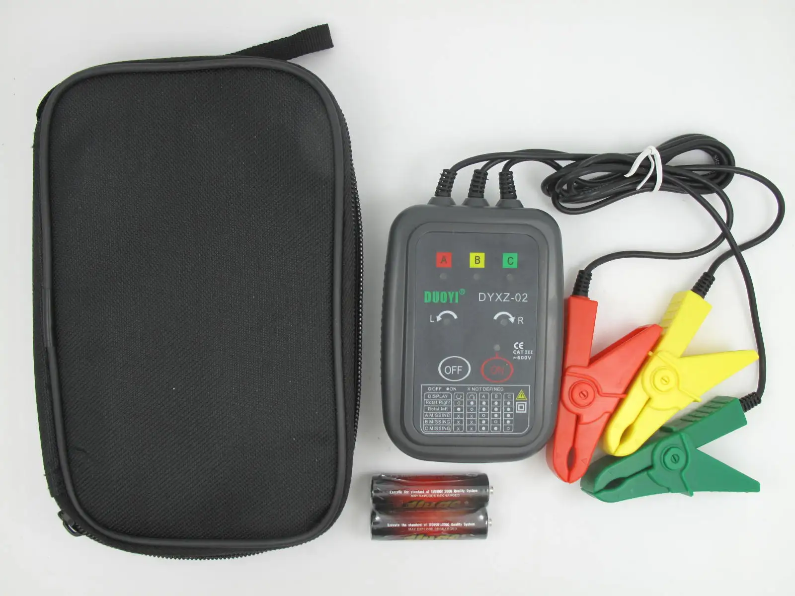 Тестер вращения 3 фаз DUOYI DYXZ-02 с индикатором напряжения, светодиодной лампой, зуммером и детектором последовательности без контакта.