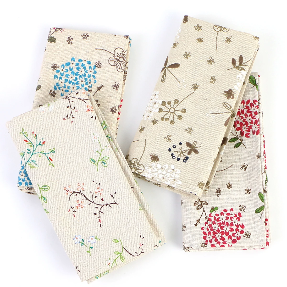 

40x40CM Shabby Chic Floral Printed Cloth Napkins Set of12 Cotton Fabric Material Dinner Serviettes Dish Towel Wedding Restaurant