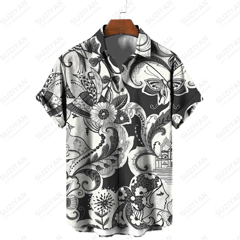 

Urban Style Fashion Designer Shirts Korean Version Clothing Handsome Features Hot-Selling Male Paisley Pattern