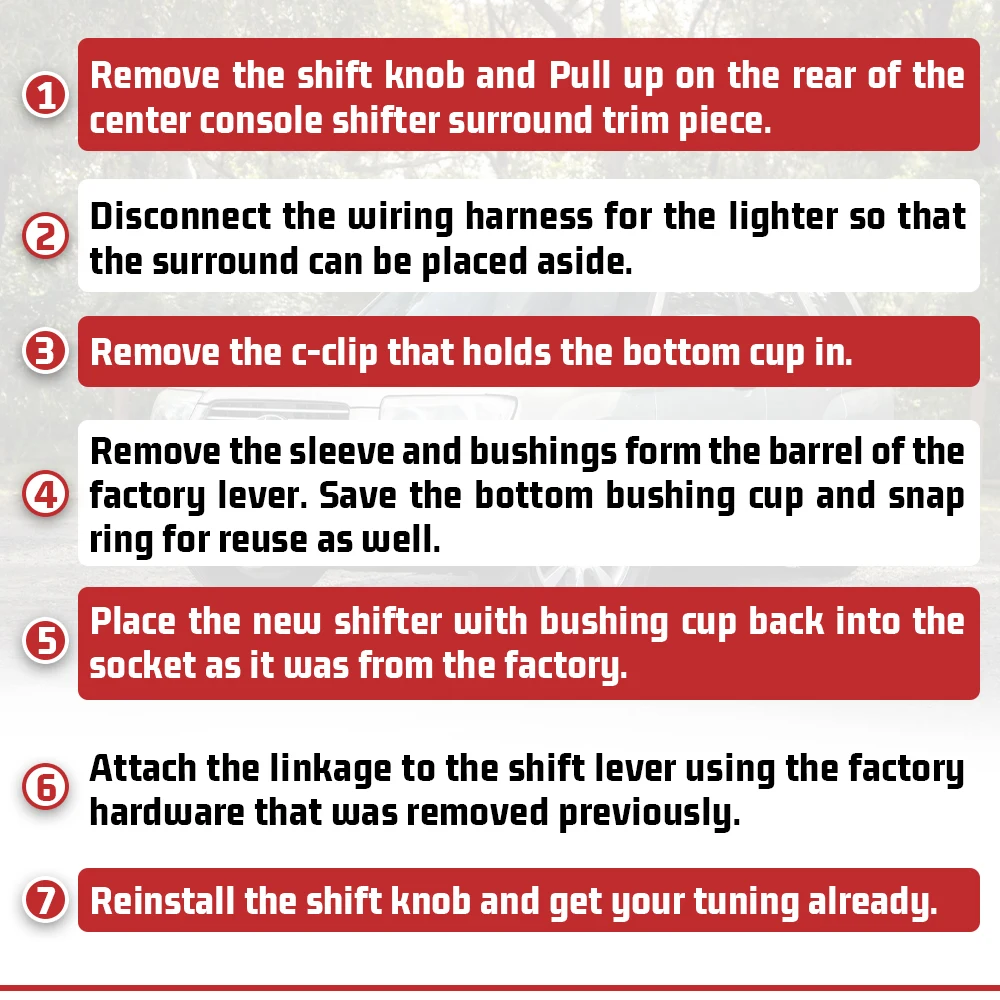 VR — короткий рычаг переключения передач с комплектом передних и задних втулок