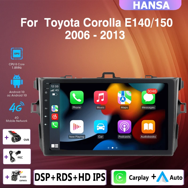 Автомагнитола 2 DIN 4 + 64 ГБ android 10 мультимедийный плеер Carplay автонавигация без DVD DSP