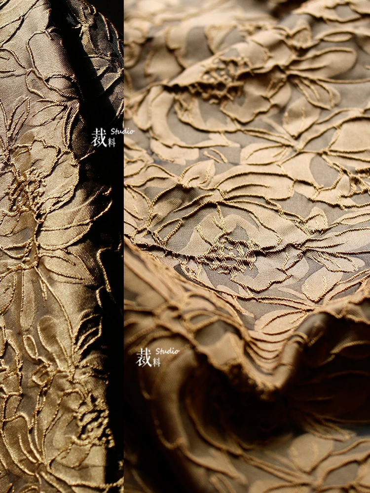 

Жаккардовая ткань, двусторонняя текстура, коричневая занавеска для дивана, ткань для шитья метров, чистый полиэстер