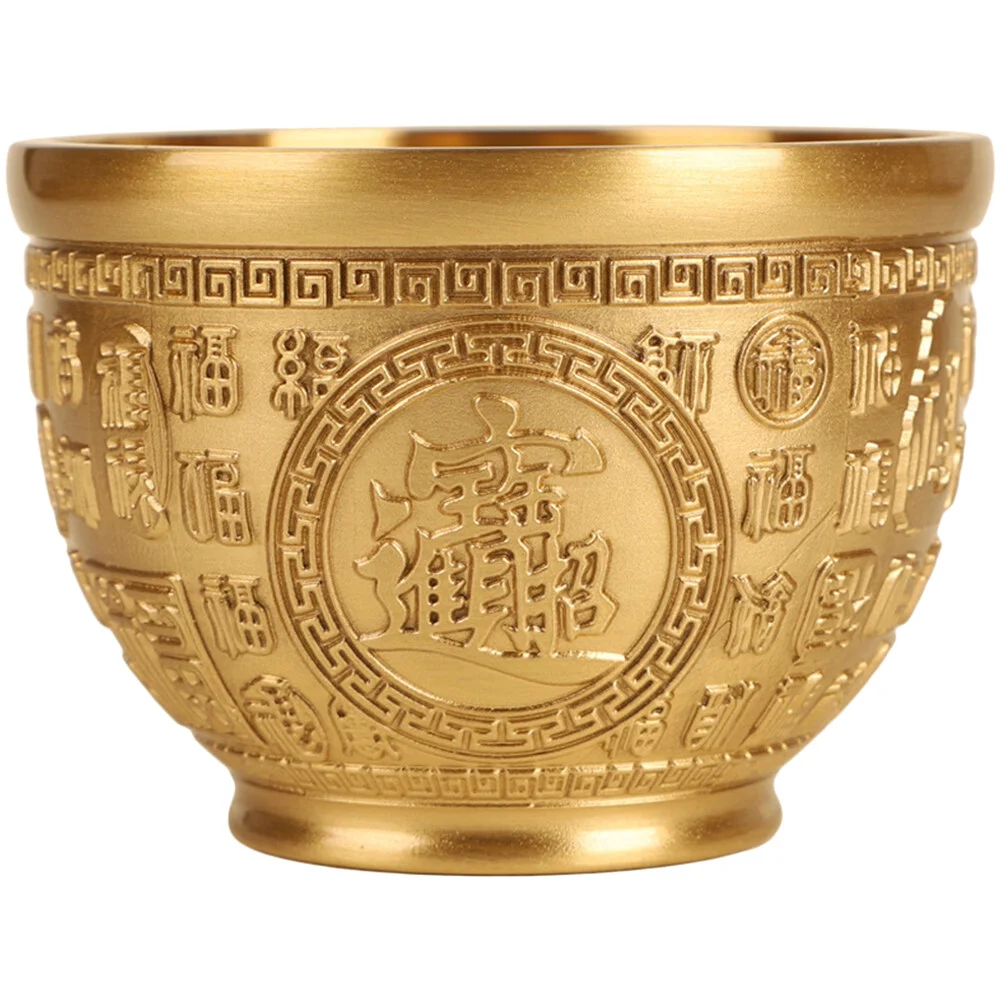 

Treasure Bowl Chinese Fortune Basin Brass Yoga Decor Office Decoration Gold Table Tabletop Display Candy