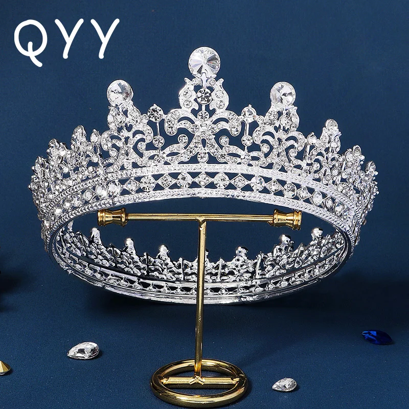 

Женская Тиара с кристаллами, свадебная тиара, диадема серебряного цвета, тиара, свадебные аксессуары для волос, украшения для волос